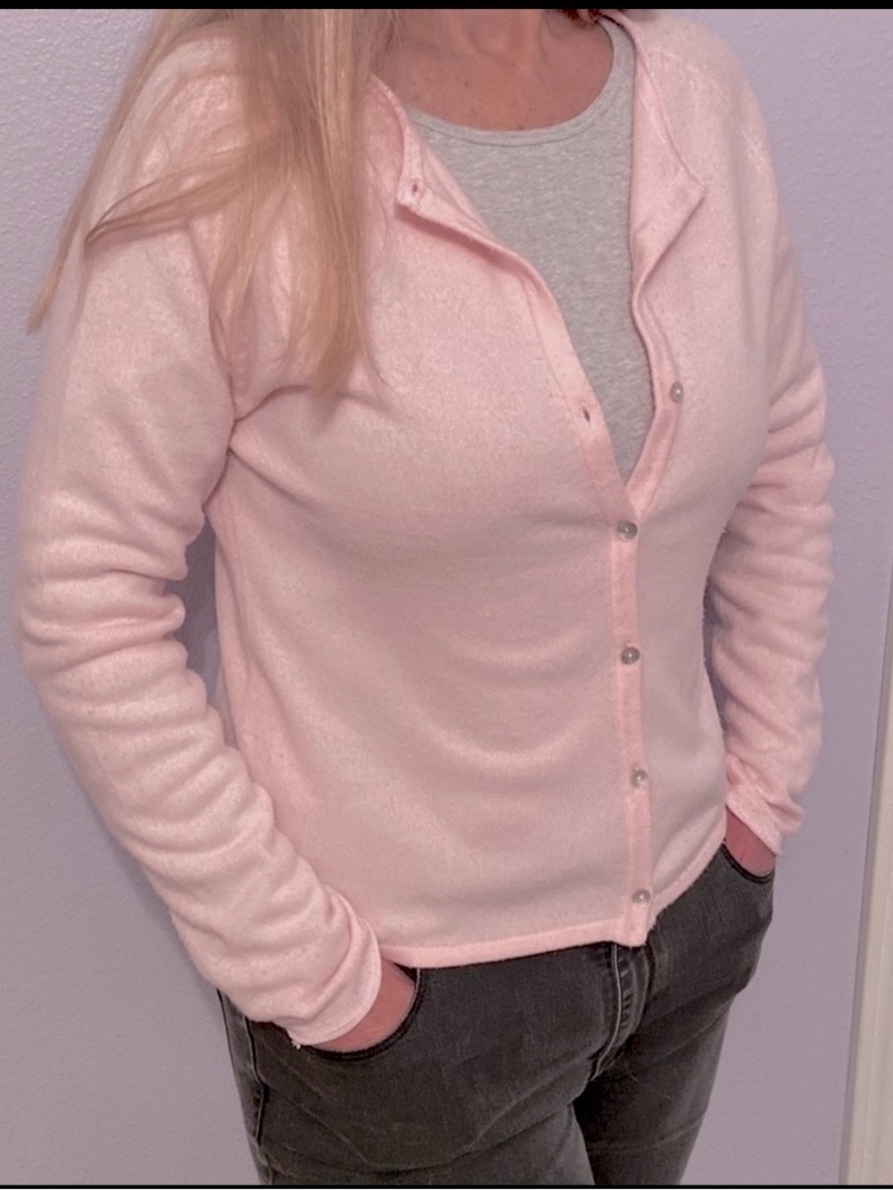 Vintage Bill Blass baby pink button cardigan - Picture 2 of 6